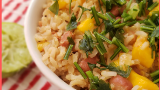 Arroz de coco e limão com feijão e manga2