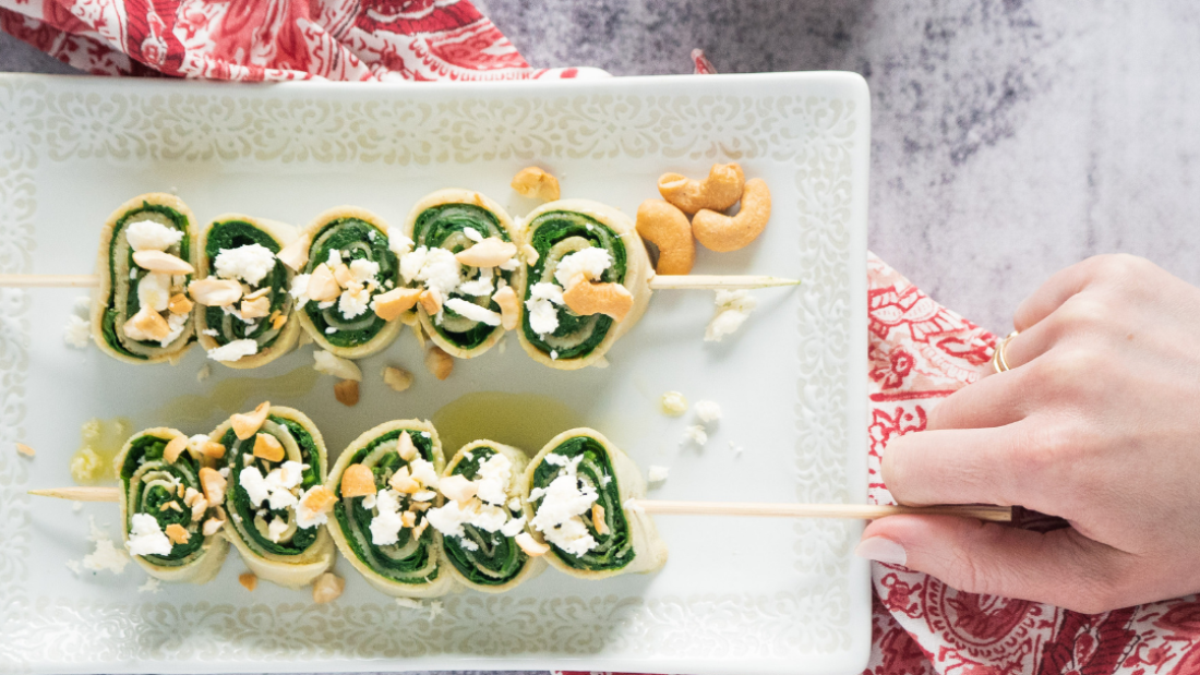 Sushi de espinafre e feta