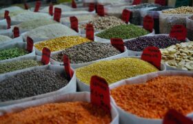 assorted color beans in sack