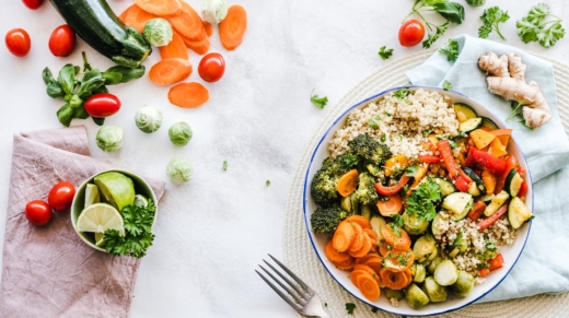 flat lay photography of vegetable salad on plate